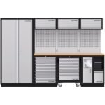 KRAFTWERK MOBILIO-EX 4er Werkbank-Kombi – DEEP Tiefe: ca. 721 mm (690 mm Arbeitsplatte) – Kompakt, modular & mit Buche-Multiplex-Arbeitsplatte – KW-3964D-EX