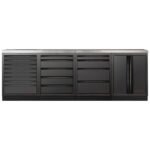 KRAFTWERK Mobilio 4er Kombi Werkstattwagen – Edelstahl, Schwarz, 4 Module, 19 Schubladen – KW-3964K-BLK-004-IX
