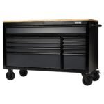 BUNKER Profi Werkbank mit Schubladen 56 Zoll, 155 cm – Grau – 56 Zoll, 155 cm – Werkbank mit Rollen – 10 Schubladen – D08227