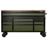 BUNKER Profi Werkbank mit Schubladen 61 Zoll, 155 cm – Grün – Werkbank mit Rollen – 15 Schubladen – D10368 – Bild 2