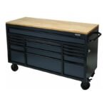BUNKER Profi Werkbank 61 Zoll (155 cm) Grau – Werkbank mit Rollen – Werkbank mit Schubladen 15 – D08238