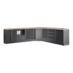 KRAFTWERK MOBILIO BLK 7er Unterschrank-Kombi – 27 Schubladen & Buche-Arbeitsplatte für Deine perfekte Werkstattorganisation – KW-3964M-BLK